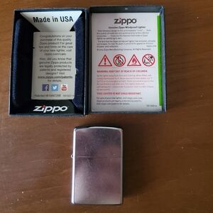 Zippo #205 Satin Chrome Lighter w/ Box